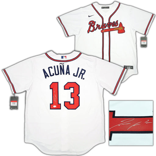 Atlanta Braves Ronald Acuna Jr. Autographed White Nike Jersey Size Large Beckett BAS Stock #206516 - RSA