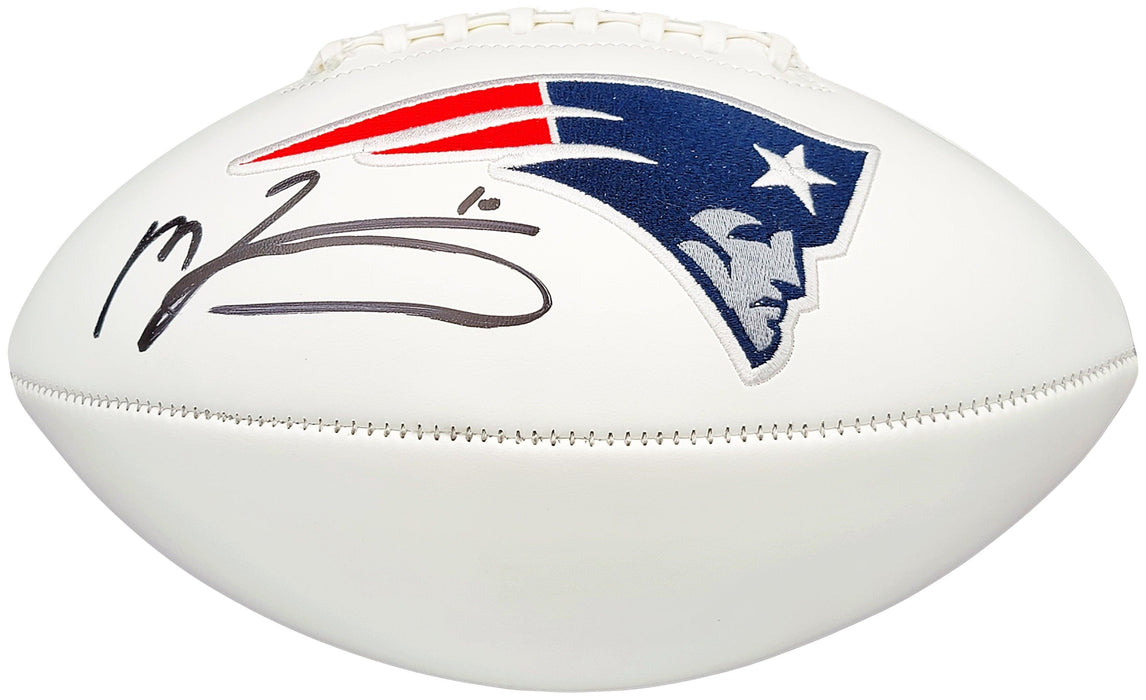 Mac Jones Autographed New England Patriots White Logo Football Beckett BAS Witness Stock #206521 - RSA