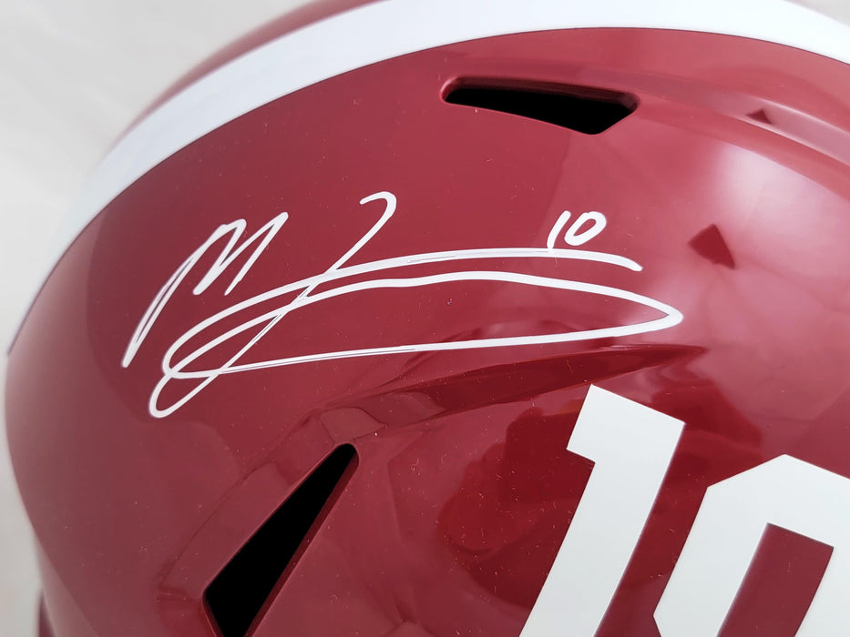 Mac Jones Autographed Alabama Crimson Tide Red Full Size Replica Speed Helmet Beckett BAS Witness Stock #206520 - RSA