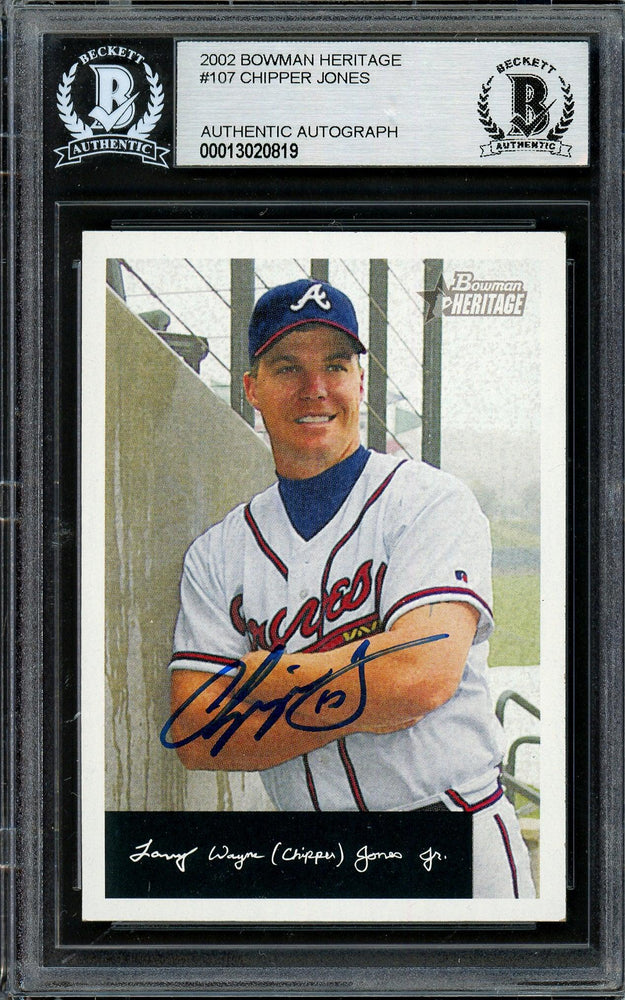 Chipper Jones Autographed 2002 Bowman Heritage Card #107 Atlanta Braves Beckett BAS #13020819 - RSA