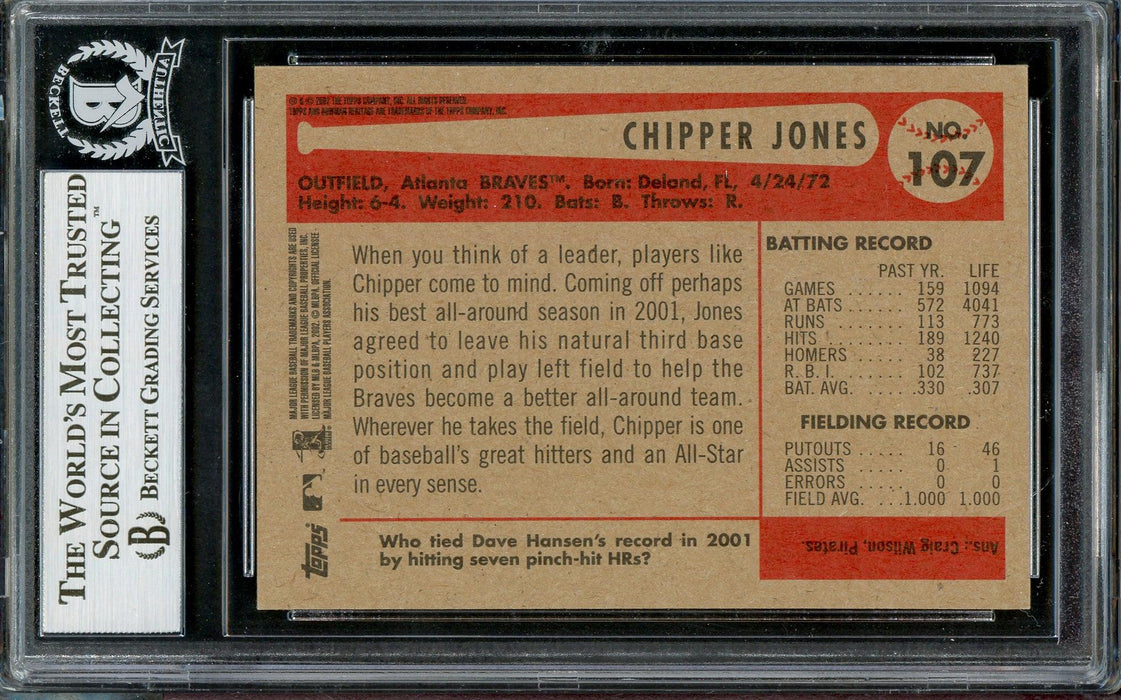 Chipper Jones Autographed 2002 Bowman Heritage Card #107 Atlanta Braves Beckett BAS #13020819 - RSA