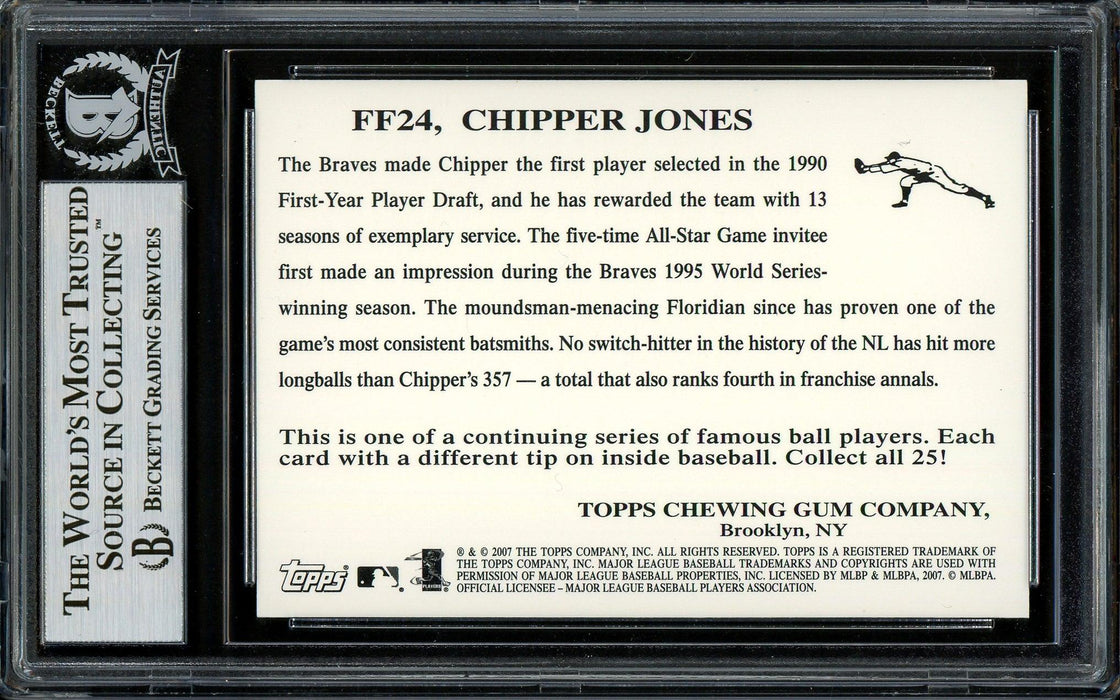 Chipper Jones Autographed 2007 Topps Fan Favorite Card #FF24 Atlanta Braves Beckett BAS Stock #195974 - RSA