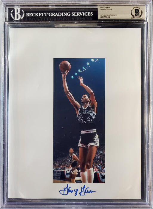 George Gervin Autographed 8.5x11 Photo Sheet San Antonio Spurs Beckett BAS Stock #196058 - RSA