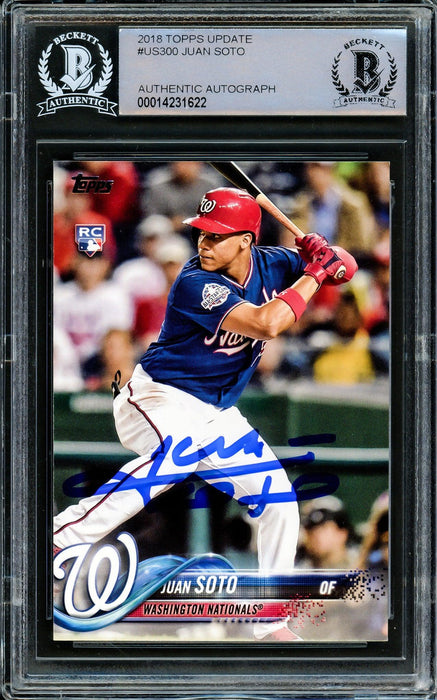 Juan Soto Autographed 2018 Topps Update Rookie Card #US300 Washington Nationals Beckett BAS Stock #206611 - RSA