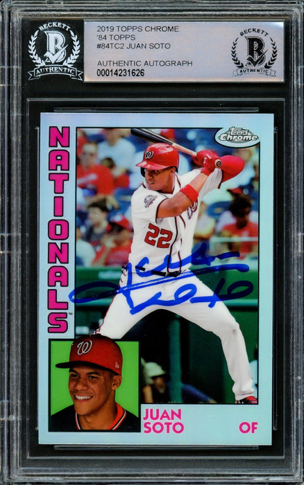 Juan Soto Autographed 2019 Topps Chrome Refractor 1984 Rookie Card #84TC-2 Washington Nationals Beckett BAS #14231626 - RSA