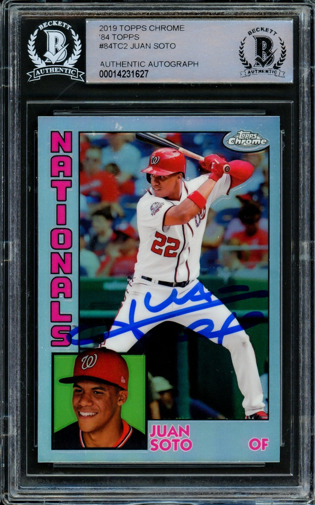 Juan Soto Autographed 2019 Topps Chrome Refractor 1984 Rookie Card #84TC-2 Washington Nationals Beckett BAS #14231627 - RSA