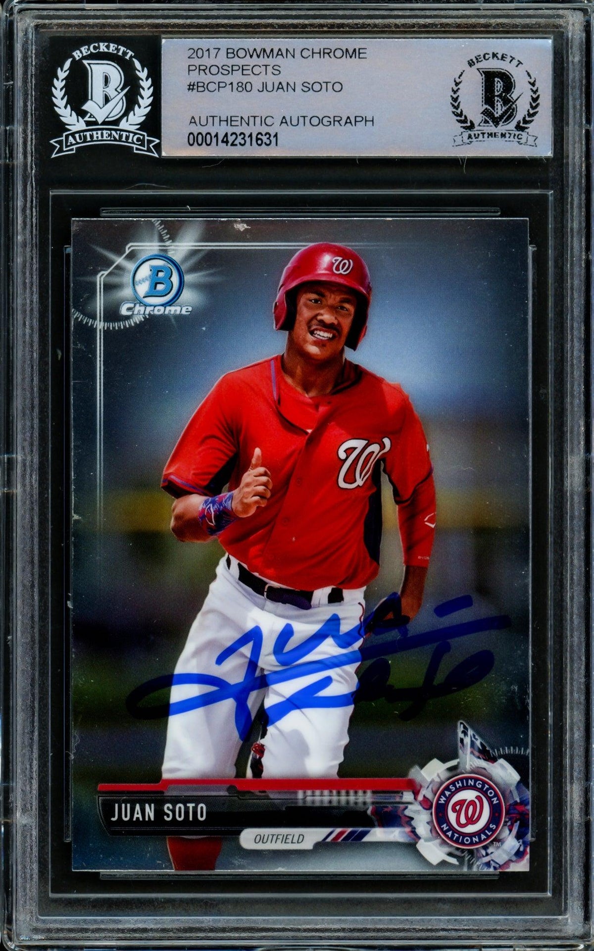 スポーツ選手 MLB 2017 JUAN SOTO CHROME ref Juan Soto Autographed 2017 Bowman Chrome Prospects Rookie Card