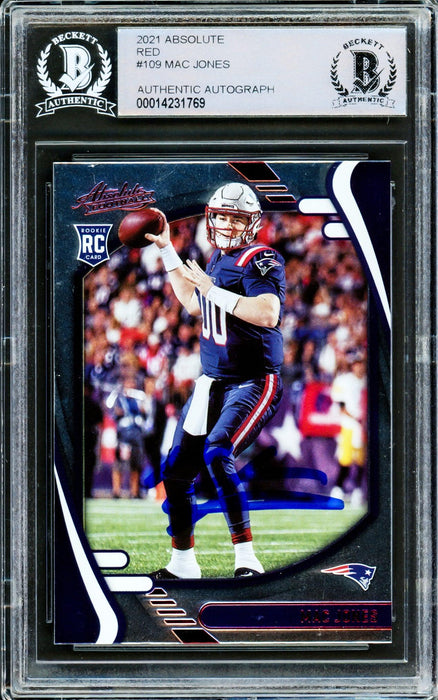 Mac Jones Autographed 2021 Panini Absolute Red Rookie Card #109 New England Patriots Beckett BAS #14231769 - RSA