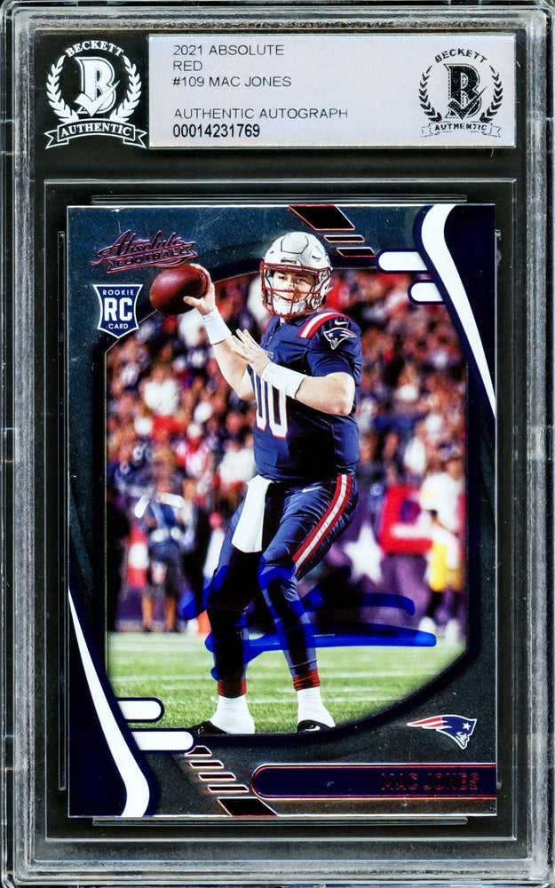 Mac Jones Autographed 2021 Panini Absolute Red Rookie Card #109 New England Patriots Beckett BAS #14231769 - RSA