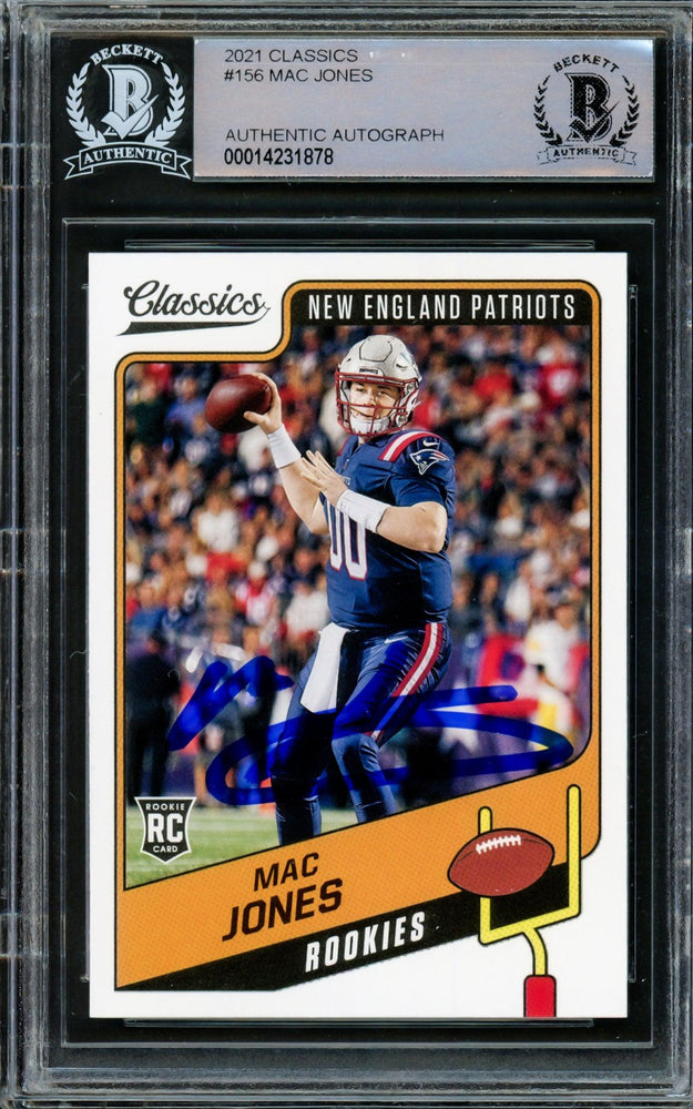Mac Jones Autographed 2021 Panini Classics Rookie Card #156 New England Patriots Beckett BAS #14231878 - RSA