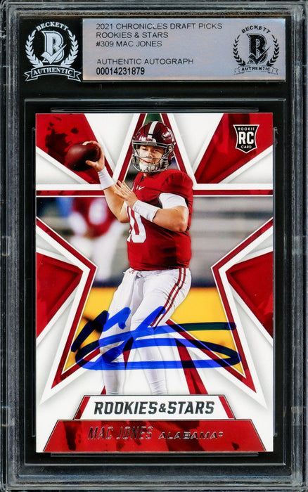 Mac Jones Autographed 2021 Panini Rookie & Stars Rookie Card #309 Alabama Crimson Tide Beckett BAS #14231879 - RSA