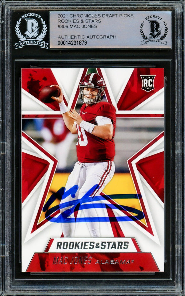 Mac Jones Autographed 2021 Panini Rookie & Stars Rookie Card #309 Alabama Crimson Tide Beckett BAS #14231879 - RSA