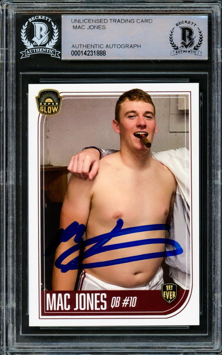 Mac Jones Autographed 2021 Super Glow Rookie Card New England Patriots Beckett BAS #14231888 - RSA