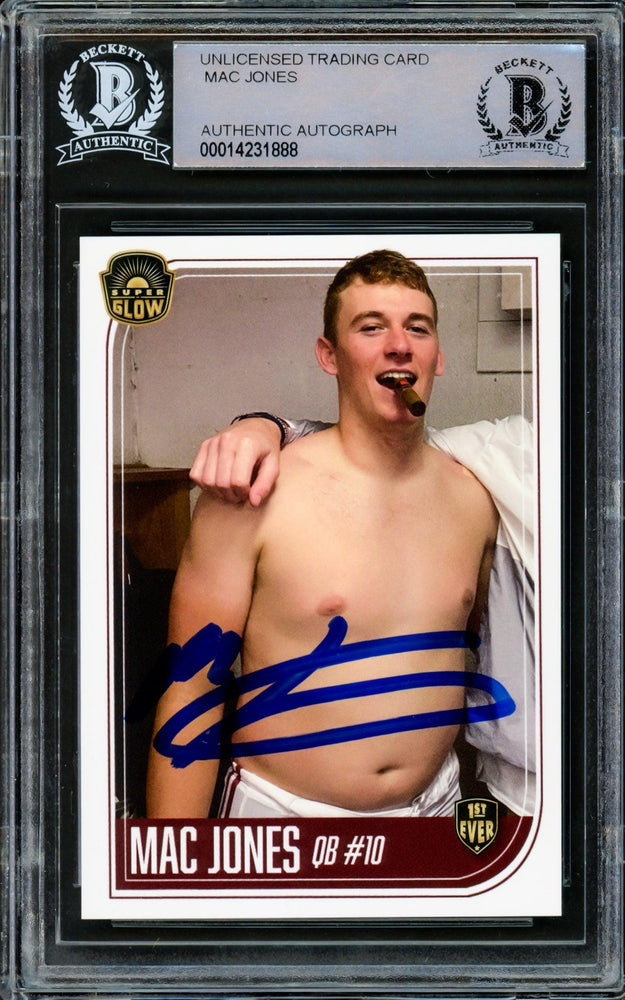 Mac Jones Autographed 2021 Super Glow Rookie Card New England Patriots Beckett BAS #14231888 - RSA