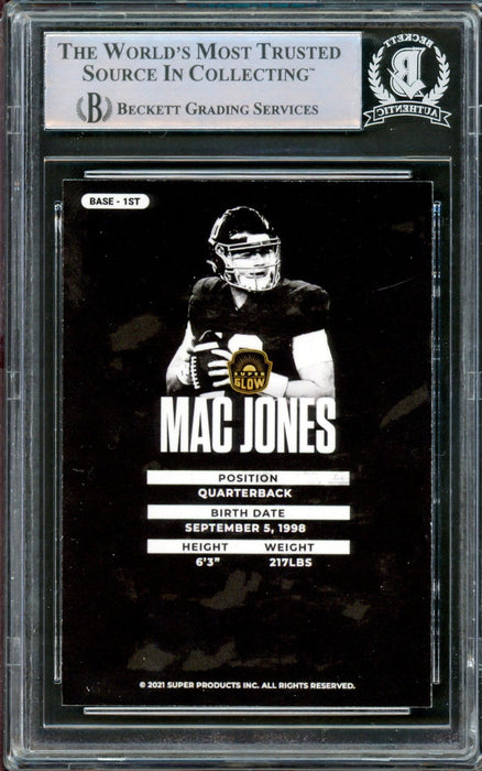 Mac Jones Autographed 2021 Super Glow Rookie Card New England Patriots Beckett BAS #14231888 - RSA
