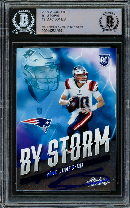 Mac Jones Autographed 2021 Panini Absolute By Storm Rookie Card #BST-9 New England Patriots Beckett BAS #14231896 - RSA