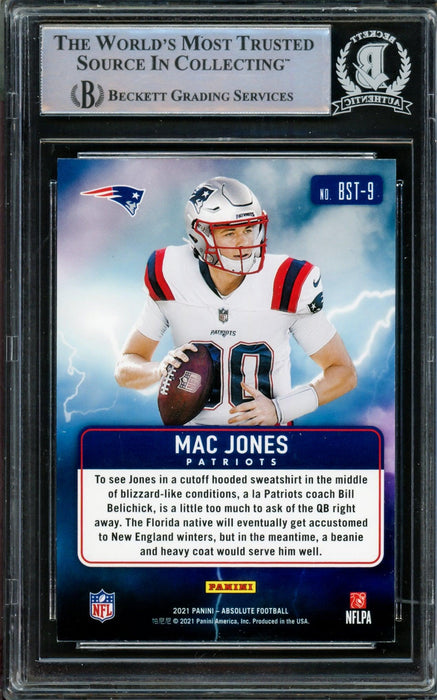 Mac Jones Autographed 2021 Panini Absolute By Storm Rookie Card #BST-9 New England Patriots Signed High Beckett BAS #14231898 - RSA