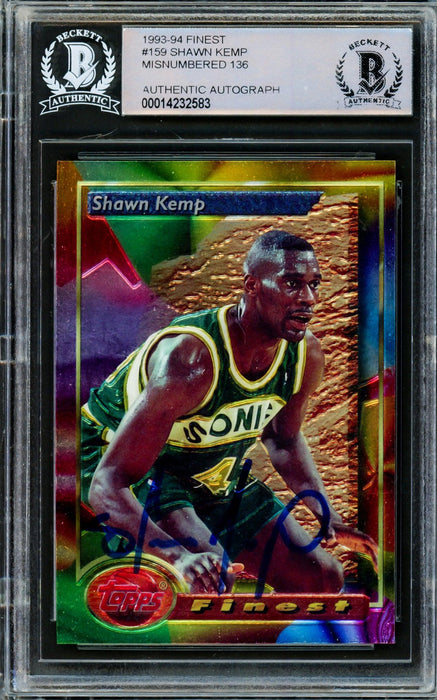 Shawn Kemp Autographed 1993 Topps Finest Card #136 Seattle Supersonics Beckett BAS #14232583 - RSA