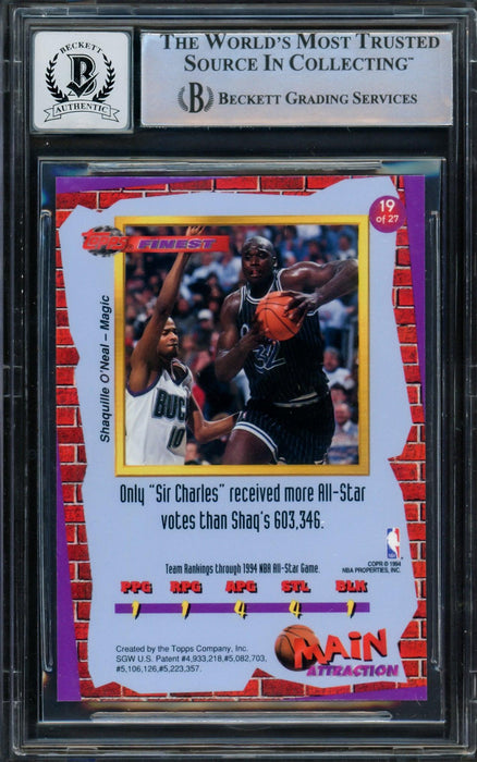 Shaquille Shaq O'Neal Autographed 1993-94 Topps Finest Main Attraction Card #19 Orlando Magic Auto Grade Gem Mint 10 Beckett BAS #14392518 - RSA