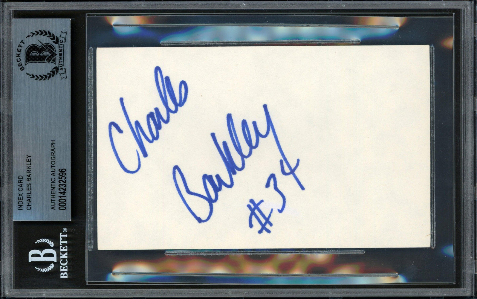 Charles Barkley Autographed 3x5 Index Card Philadelphia 76ers Vintage Signature Beckett BAS #14232596 - RSA