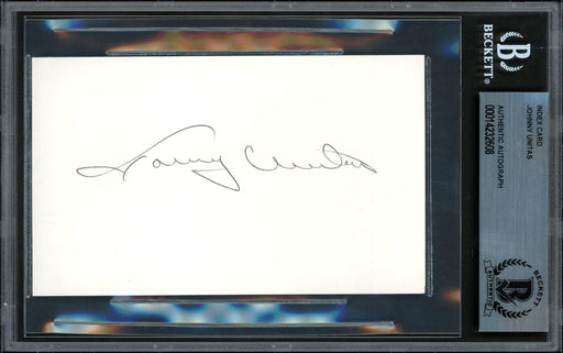 Johnny Unitas Autographed 3x5 Index Card Baltimore Colts Beckett BAS #14232608 - RSA