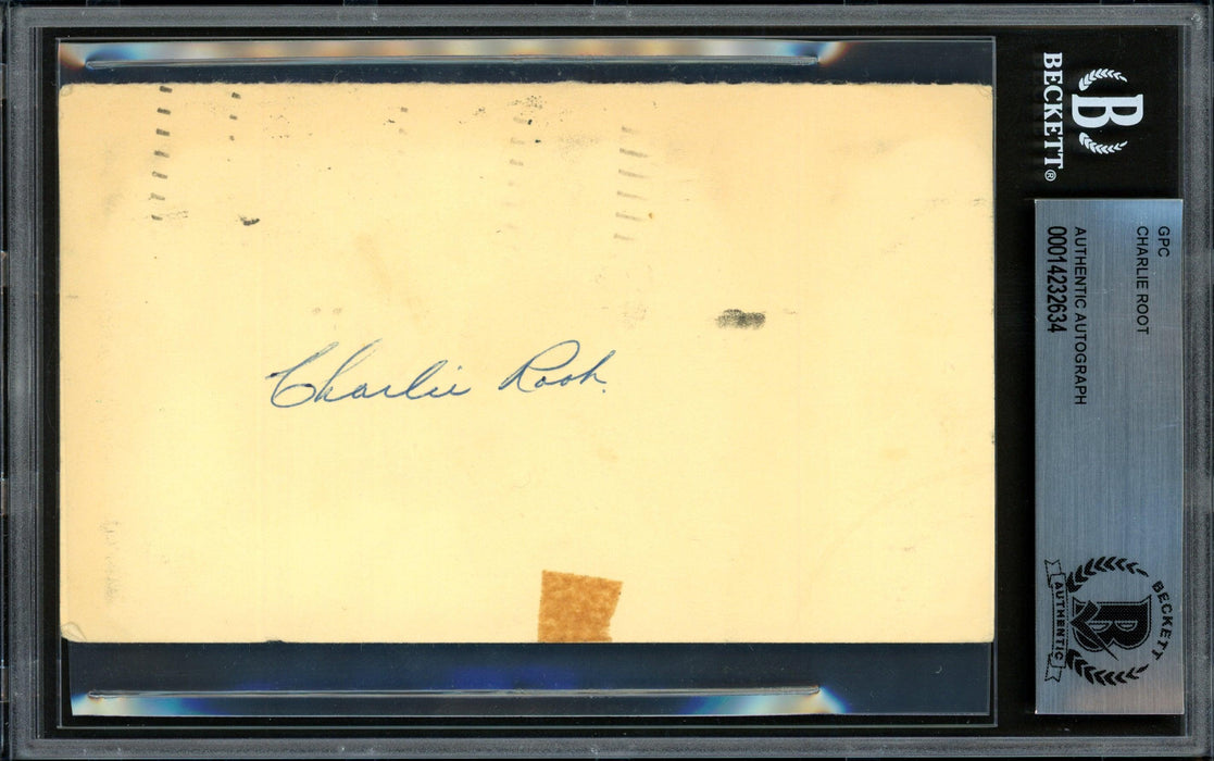 Charlie Root Autographed 3.25"x5.25" Government Postcard Chicago Cubs Gave Up Babe Ruth's Called Shot Beckett BAS #14232634 - RSA