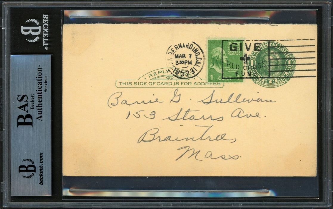 Howard Pollet Autographed 3.25"x5.25" Government Postcard St. Louis Cardinals Beckett BAS #14232636 - RSA