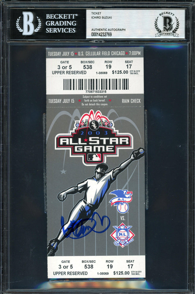 Ichiro Suzuki Autographed 2003 All Star Game Ticket 2003 All Star Game Ticket Seattle Mariners Beckett BAS #14232769 - RSA