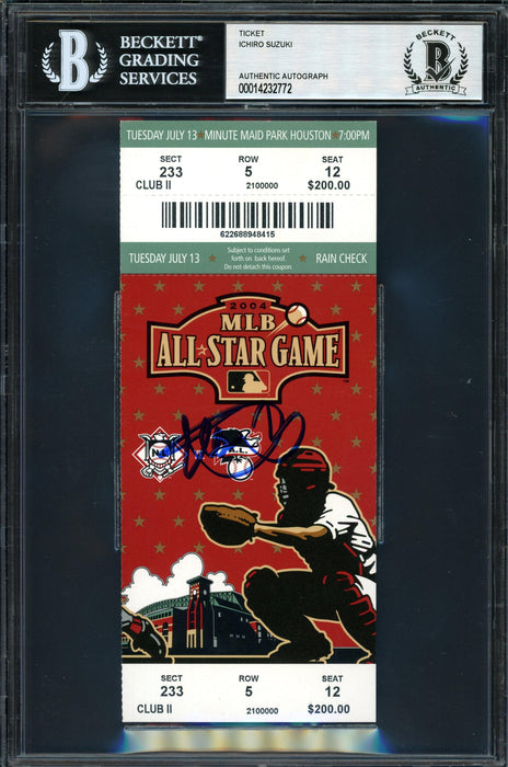 Ichiro Suzuki Autographed 2004 All Star Game Ticket 2004 All Star Game Ticket Seattle Mariners Beckett BAS #14232772 - RSA