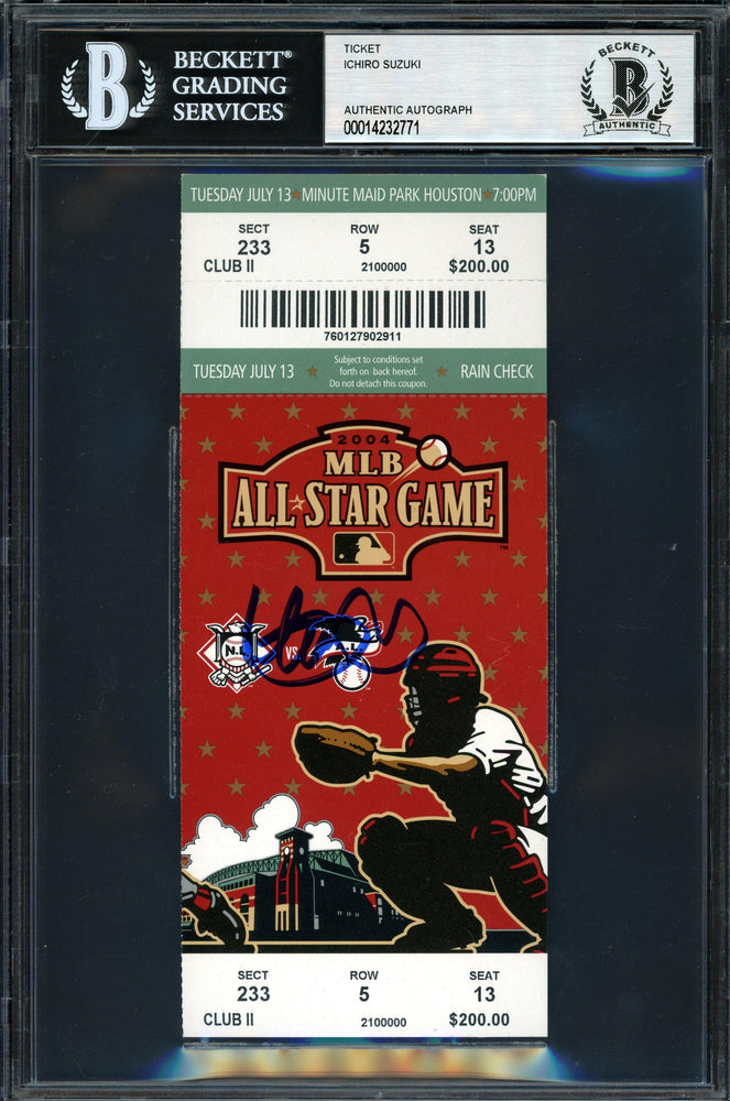 Ichiro Suzuki Autographed 2004 All Star Game Ticket 2004 All Star Game Ticket Seattle Mariners Beckett BAS #14232771 - RSA