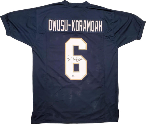 Notre Dame Fighting Irish Jeremiah Owusu-Koramoah Autographed Blue Jersey Beckett BAS Stock #196089 - RSA