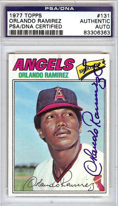 Orlando Ramirez Autographed 1977 Topps Card #131 California Angels PSA/DNA #83306363 - RSA