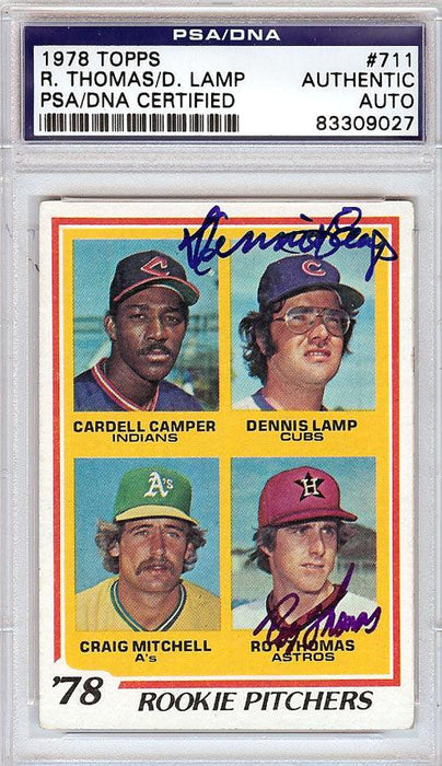 Roy Thomas & Dennis Lamp Autographed 1978 Topps Card #711 PSA/DNA #83309027 - RSA
