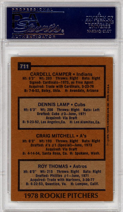 Roy Thomas & Dennis Lamp Autographed 1978 Topps Card #711 PSA/DNA #83309030 - RSA