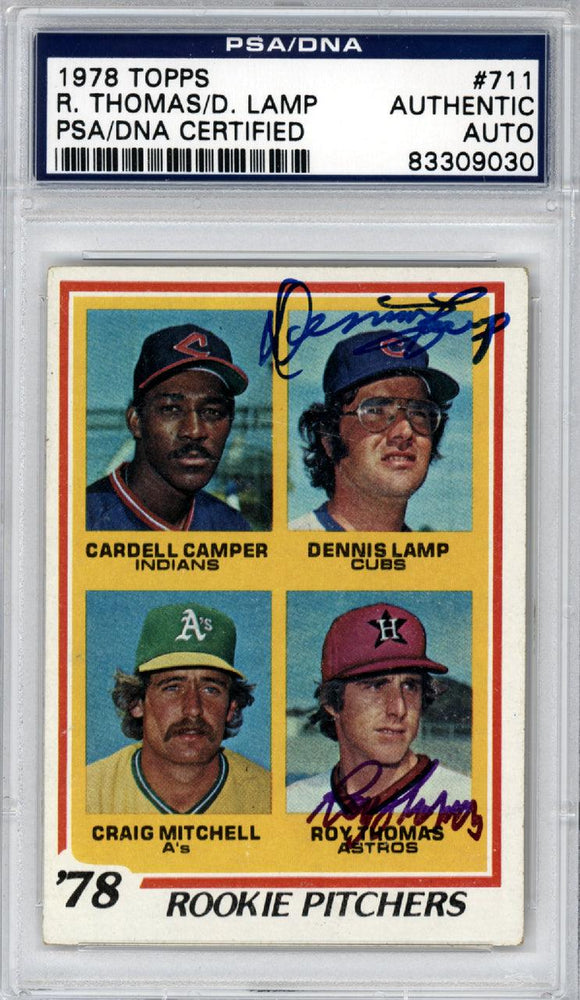 Roy Thomas & Dennis Lamp Autographed 1978 Topps Card #711 PSA/DNA #83309030 - RSA