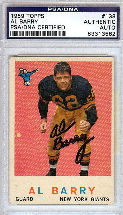 Al Barry Autographed 1959 Topps Card #138 New York Giants PSA/DNA #83313562 - RSA