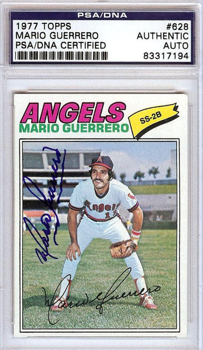 Mario Guerrero Autographed 1977 Topps Card #628 California Angels PSA/DNA #83317194 - RSA