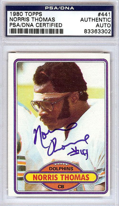 Norris Thomas Autographed 1980 Topps Card #441 Miami Dolphins PSA/DNA #83363302 - RSA