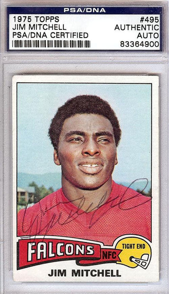 激レア【新品】ウェストハム ユナイテッド 1975 FA cup優勝モデル Jim Mitchell Autographed 1975 Topps Card #495 Atlanta Falcons PSA