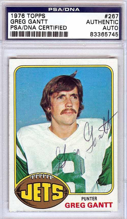 Greg Gantt Autographed 1976 Topps Card #267 New York Jets PSA/DNA #83365745 - RSA