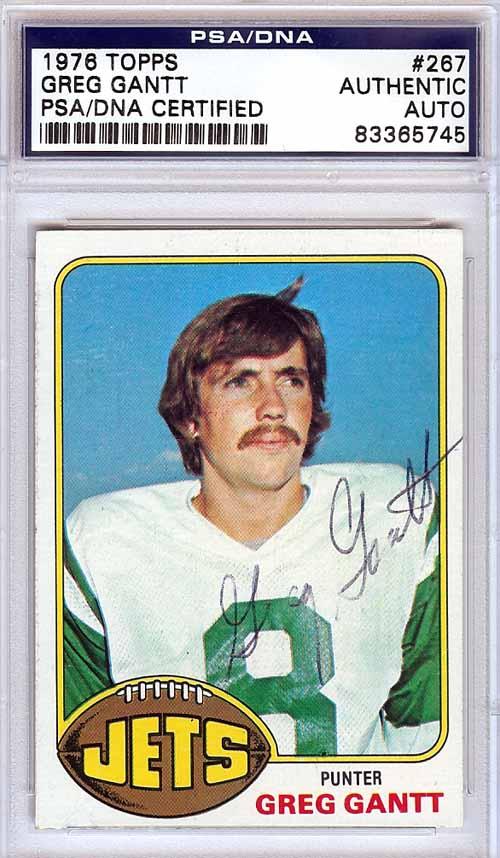 Greg Gantt Autographed 1976 Topps Card #267 New York Jets PSA/DNA #83365745 - RSA