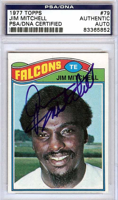 Jim Mitchell Autographed 1977 Topps Card #79 Atlanta Falcons PSA/DNA #83365852 - RSA