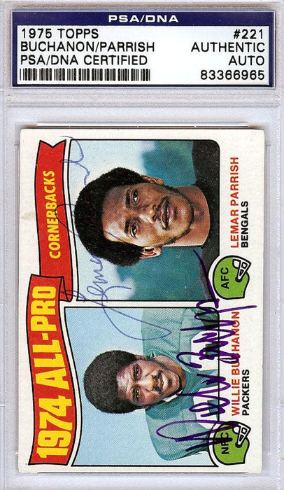 Willie Buchanon & Lemar Parrish Autographed 1975 Topps Card #221 PSA/DNA #83366965 - RSA