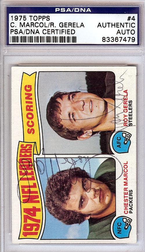 Chester Marcol & Roy Gerela Autographed 1975 Topps Card #4 PSA/DNA #83367479 - RSA