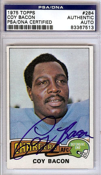 Coy Bacon Autographed 1975 Topps Card #284 San Diego Chargers PSA/DNA #83367513 - RSA
