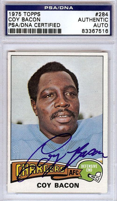 Coy Bacon Autographed 1975 Topps Card #284 San Diego Chargers PSA/DNA #83367516 - RSA