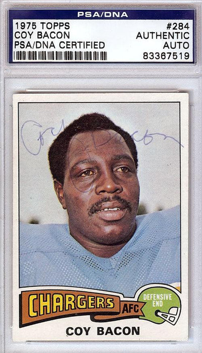 Coy Bacon Autographed 1975 Topps Card #284 San Diego Chargers PSA/DNA #83367519 - RSA