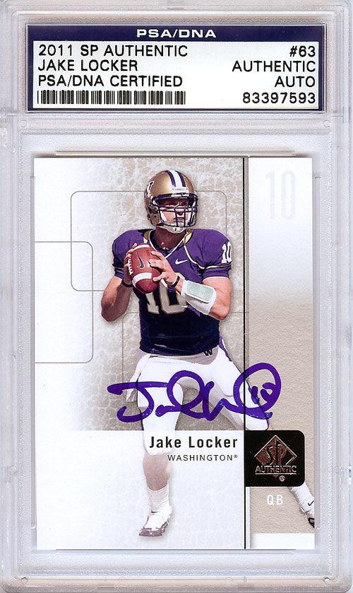 Jake Locker Autographed 2011 SP Authentic Rookie Card #63 Washington Huskies PSA/DNA Stock #56498 - RSA