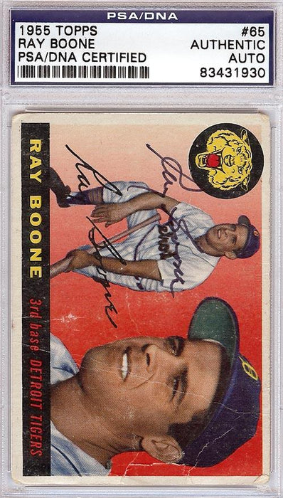 Ray Boone Autographed 1955 Topps Card #65 Detroit Tigers PSA/DNA #83431930 - RSA