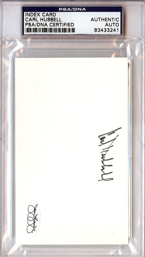 Carl Hubbell Autographed 3x5 Index Card New York Giants PSA/DNA #83433241 - RSA